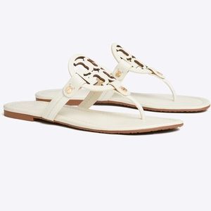White matte Tory Burch Miller sandals